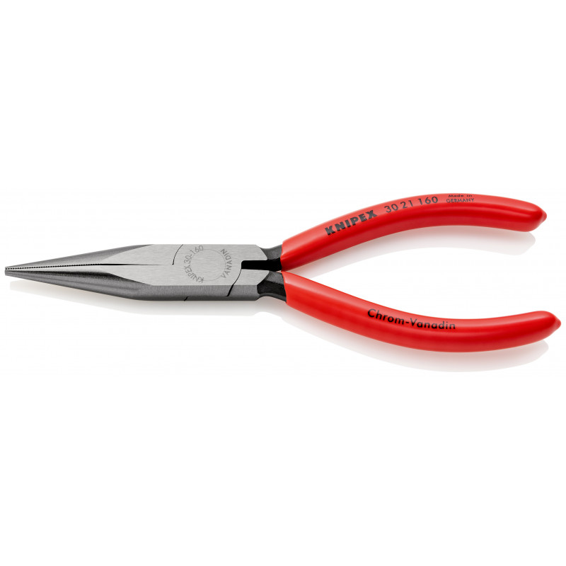 Pince à becs longs demi-ronds 160mm - Gainage PVC - Tête polie - Sur carte - KNIPEX | 30 21 160 SB