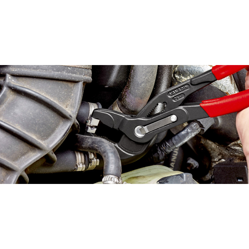 Knipex Pince à Colliers Click 250 Mm Grise Atramentisée - Modèle 85 51 250 C SB - Avec Inserts Orientables Et Bonne Démultiplication