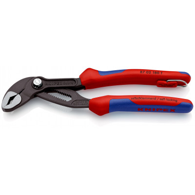 Pince multiprise Cobra® 180mm - Gainage bi-matière Œillet antichute - Sur carte - KNIPEX | 87 02 180 T BK