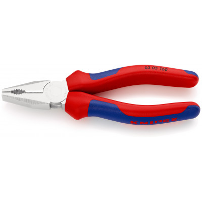 Pince universelle 160mm avec tranchant - Gainage bi-matière - Chromée - KNIPEX | 03 05 160