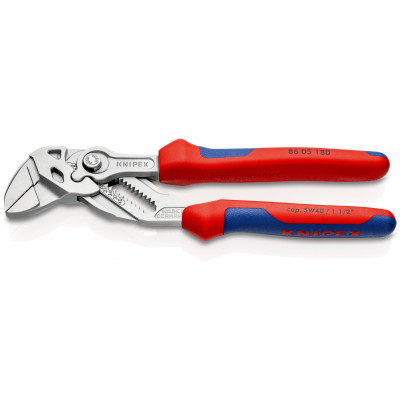 Pince-clé 180mm - Gainage bi-matière - Chromée - Capacité 40mm - KNIPEX | 86 05 180