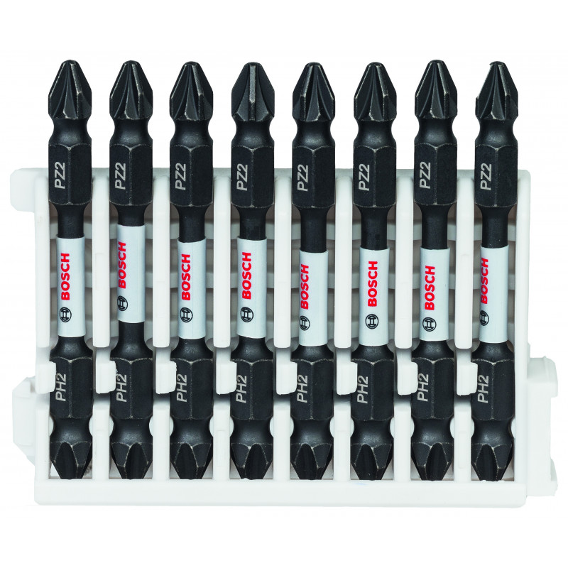 Kit 8 Embouts de vissage qualité Impact double tête 8xPH2-PZ2 65mm - BOSCH | 2 608 522 333