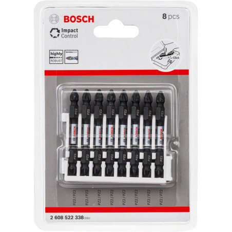 Kit 8 Embouts de vissage qualité Impact double tête 8xPZ2 65mm - BOSCH | 2 608 522 338