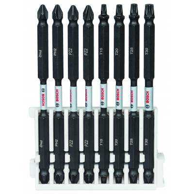 Kit 8 Embouts qualité Impact double tête 2xPH2 2xPZ2 T15 T20 T25 T30 110mm - BOSCH | 2 608 522 346