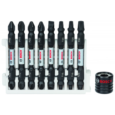 Kit 8 Impact PH1-PH2 PH2-PH3 2xPH2-PZ2 Plat1x5,5 2xT15-T20 T25-T30 65mm + aimant - BOSCH | 2 608 522 345