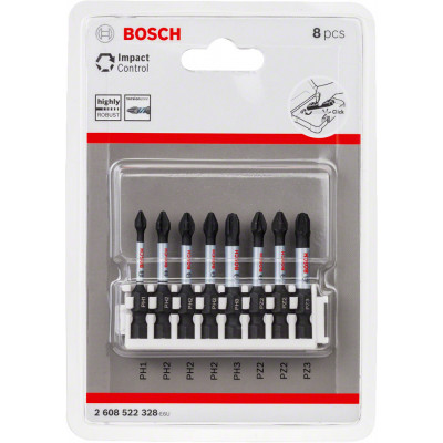 Kit 8 Embouts de vissage qualité Impact PH1 3xPH2 PH3 2xPZ2 PZ3 50 mm - BOSCH | 2 608 522 328