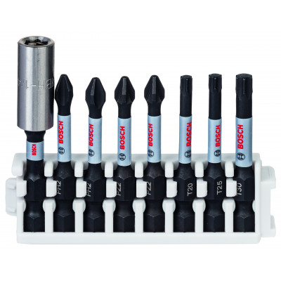 Kit 7 Embouts qualité Impact 2xPH2 2xPZ2 T20 T25 T30 50 mm + porte-embout - BOSCH | 2 608 522 326