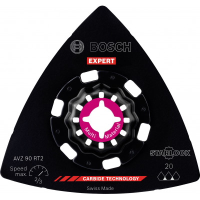 Plateau de ponçage EXPERT Starlock Carbure Multimaterial 90mm AVZ90RT2 - BOSCH | 2 608 900 045