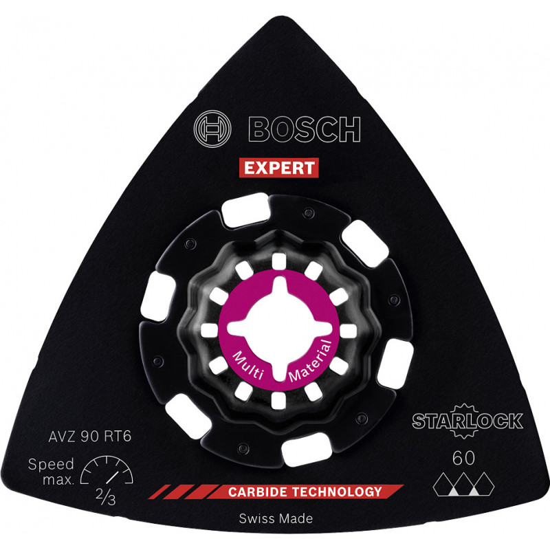 Plateau de ponçage EXPERT Starlock Carbure Multimaterial 90mm AVZ90RT6 - BOSCH | 2 608 900 049