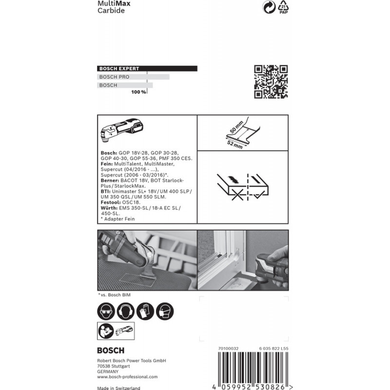 Lame Plongeante EXPERT StarlockPlus Carbure Extra Multimaterial 52mm PAII52APIT - BOSCH | 2 608 900 030