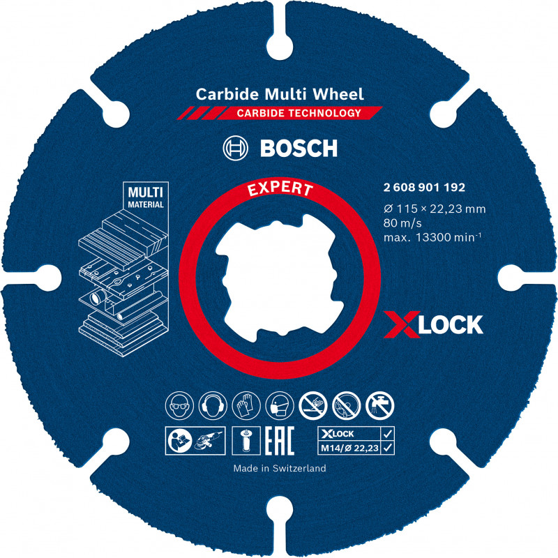 Disque à tronçonner X-LOCK Expert Carbide Multi Wheel 115 mm, 1 mm, 22,23 mm - BOSCH | 2 608 901 192