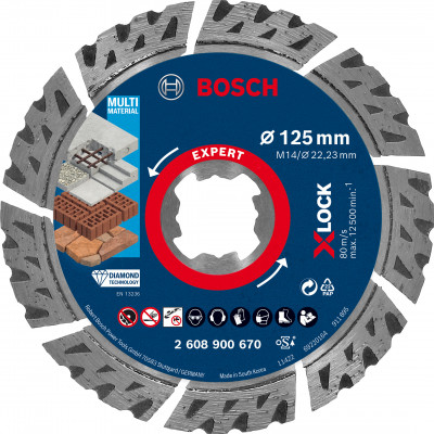 Disque diamand XLOCK Multi-materiaux EXPERT 125x22,23x2.4x12mm - BOSCH | 2 608 900 670