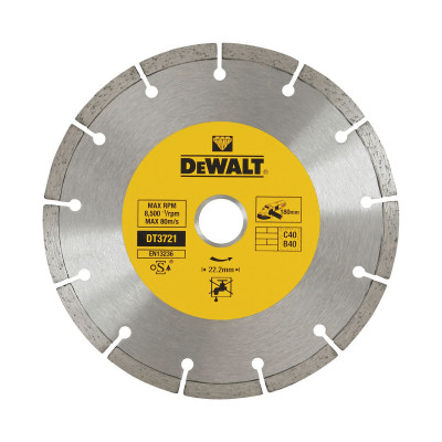 Disque Fritté Segmenté Pour Matériaux de Construction/Béton 180X22.2mm - Dewalt | DT3721