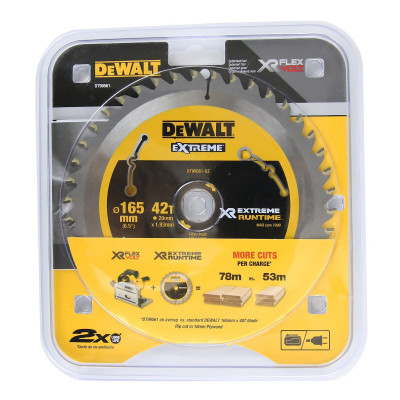 Lame de Scie Circulaire Plongeante XR Runtime, 165X20mm 42 Dents - Dewalt | DT99561