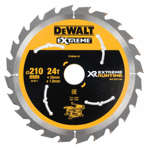 Lame de Scie Circulaire Stationnaire XR Runtime, 210X30mm 24 Dents - Dewalt | DT99565