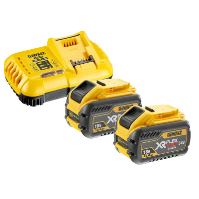 Pack 2 Batteries XR FLEXVOLT 18V/54V 12Ah/4Ah Li-Ion + Chargeur Rapide - Dewalt | DCB118Y2