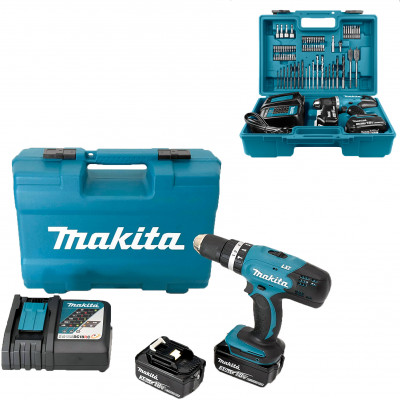 Perceuse visseuse à percussion sans fil 18V Li-Ion 4 Ah 13 mm Makita  DHP459RMJ