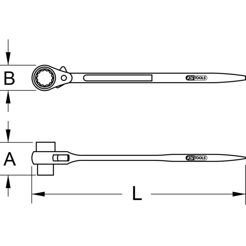 Clé à cliquet à douille reversible spéciale montage échafaudage, 24x30 mm KS Tools | 522.2430