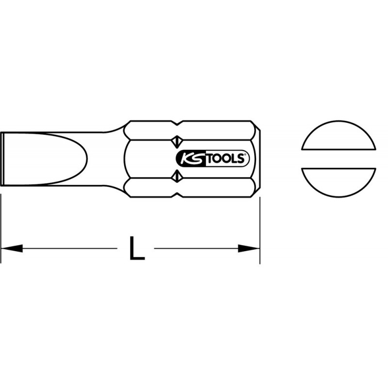 Boîte de 5 embouts de vissage Fente, L.25 mm - 1/4'' - 8 mm KS Tools | 911.2253