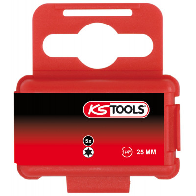 Boîte de 5 embouts de vissage TORX®, L.25 mm - 1/4'' - T8 KS Tools | 911.2307