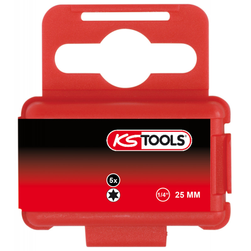 Boîte de 5 embouts de vissage TORX®, L.25 mm - 1/4'' - T25 KS Tools | 911.2322