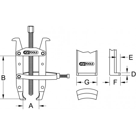 Extracteur universel à 2 griffes et bague de maintien 150x330 mm KS Tools | 620.5503