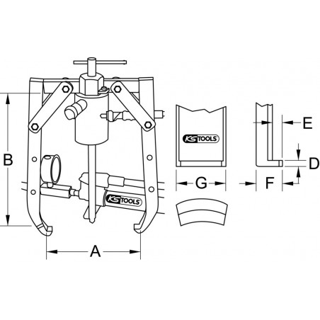 Extracteur universel à 2 griffes utilisation avec vérin hydrau, 1000x700x50 mm KS Tools | 640.0250