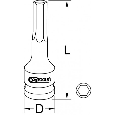 Douille mâle à chocs 6 pans 1/2'', L.75 mm - 12 mm KS Tools | 911.0929