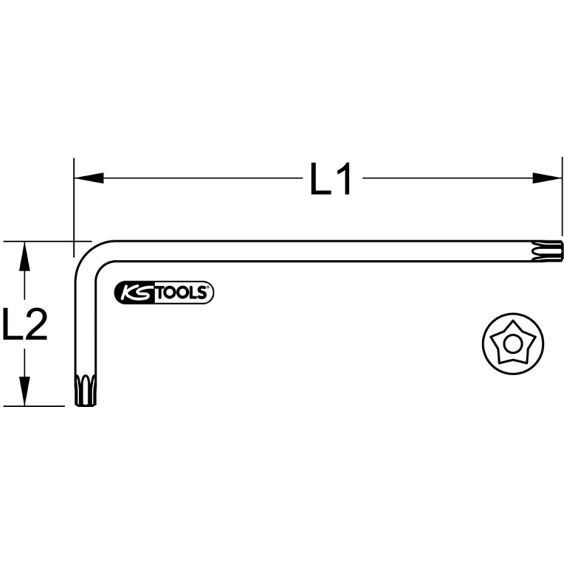 Jeu de 9 clés mâles KS Tools 5 pans étoile percées extra longues