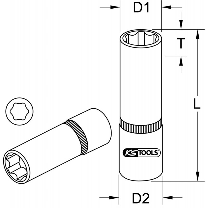 Douille longue ULTIMATE 6 pans 3/8", 19 mm" - KS Tools | 922.3869