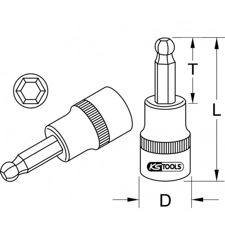 Douille tournevis 6 pans sphérique ULTIMATE 3/8", L.50 mm - 8 mm" - KS Tools | 922.3918