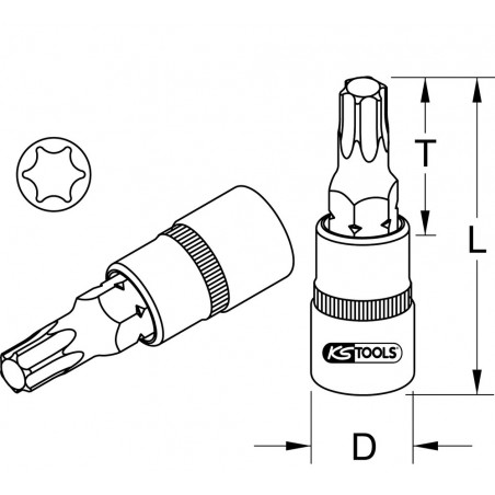 Douille tournevis ULTIMATE TORX 3/8", L.50 mm - T60" - KS Tools | 922.3938
