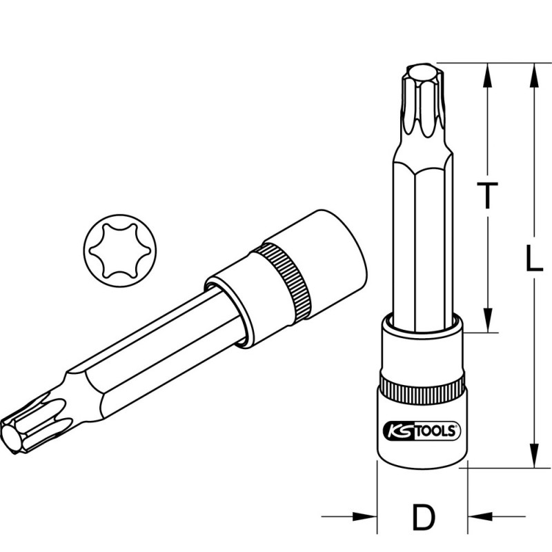Douille tournevis ULTIMATE TORX 1/2", L.110 mm - T25" - KS Tools | 922.1728