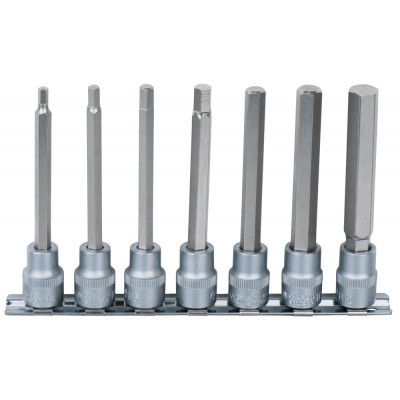 Rail de 7 douilles tournevis longues 6 pans 3/8", 4 à 12 mm " - KS Tools | 922.3897