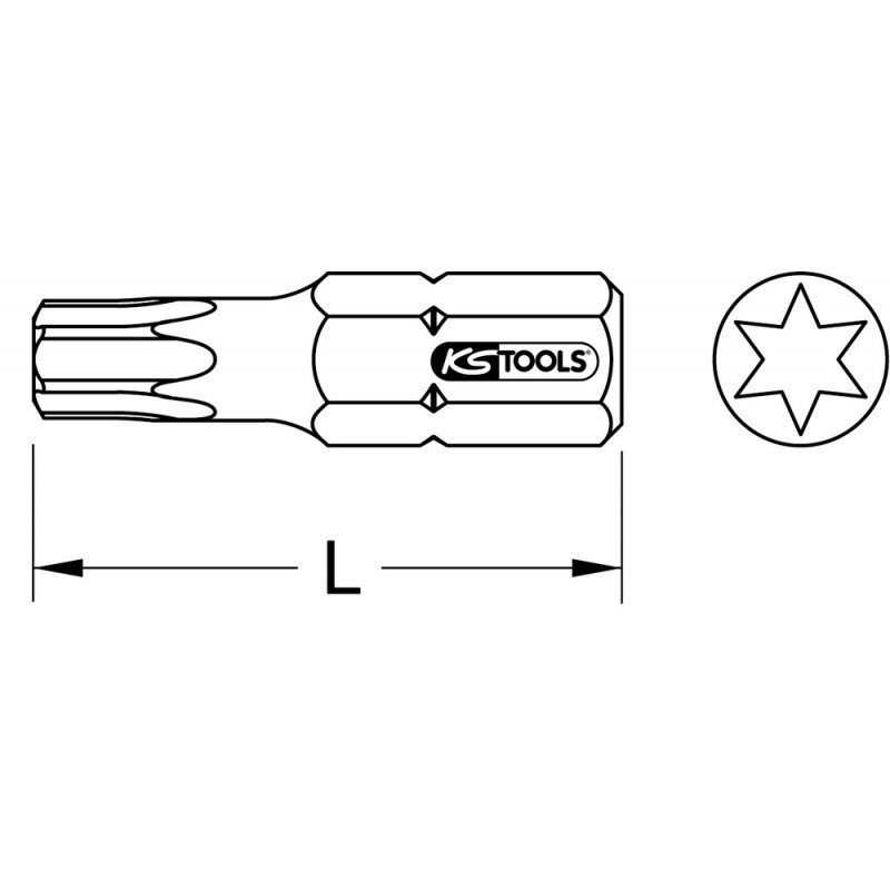 Embout de vissage TORX®, L.30 mm - A 10 mm - T45 KS Tools