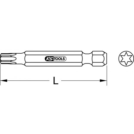 Embout de vissage TORX®, L.120 mm - A 10 mm - T45 KS Tools