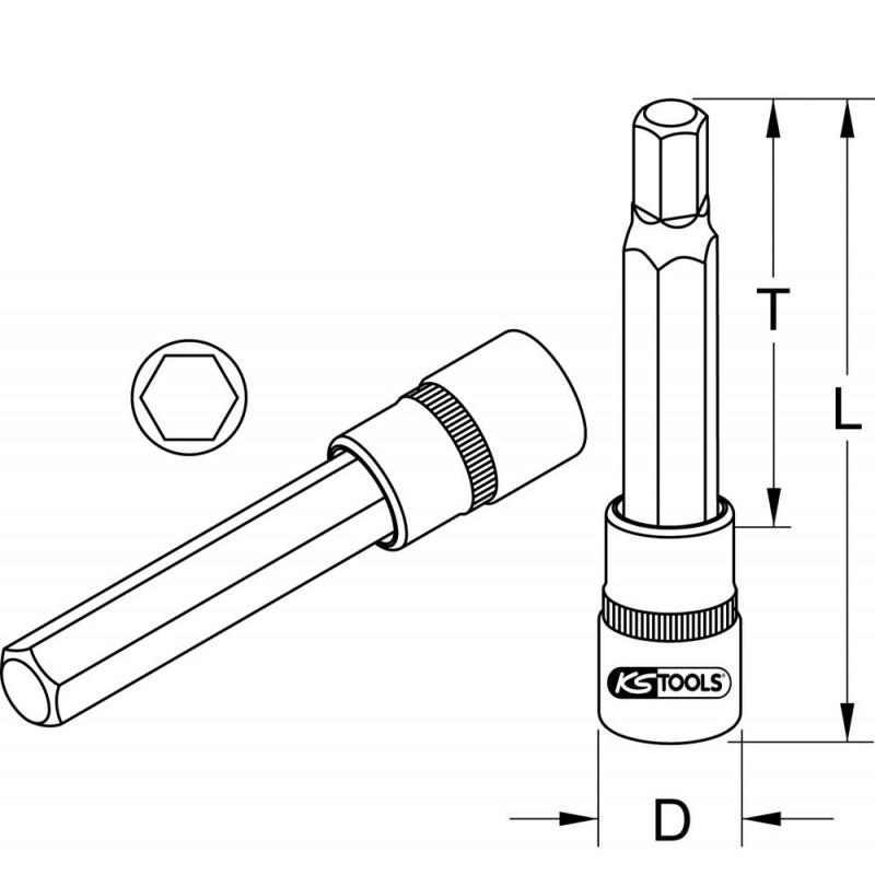 Douille tournevis ULTIMATE 6 pans 1/2" L.110 mm - 8 mm" - KS Tools | 922.1712