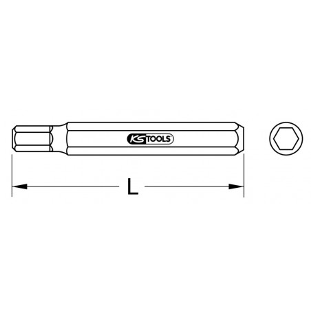 Embout de vissage 6 pans, L.75 mm - A 10 mm - 6 mm KS Tools | 975.1006