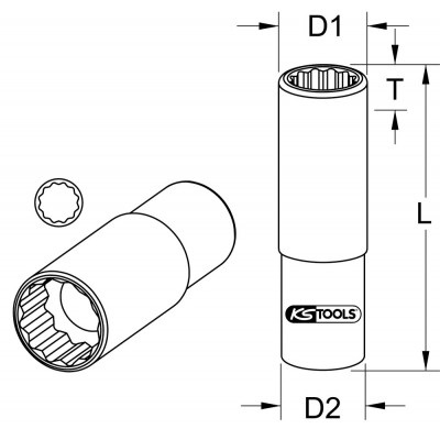 Douille longue 12 pans ULTIMATE 1/2", 36 mm" - KS Tools | 922.1290