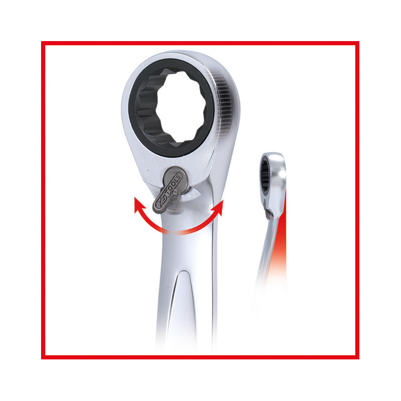 Clé mixte courte à cliquet réversible GEARplus®, 9 mm KS Tools | 503.4632