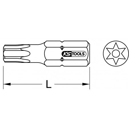 Embout de vissage TORX® percé, L.30 mm - 5/16'' - T55 KS Tools | 911.5139