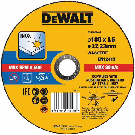 Disque à Tronçonner L'Inox 180X22,2mm - Dewalt | DT43908