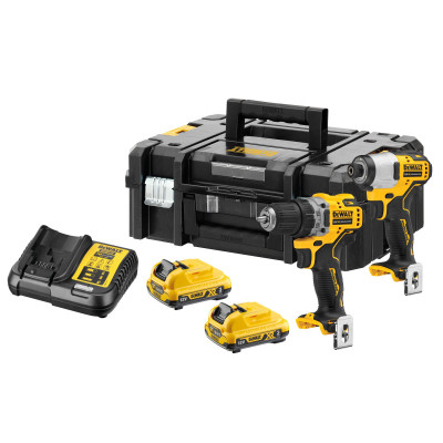 Kit 2 outils XR 12V 3Ah Li-Ion Brushless Perceuse visseuse DCD701 Visseuse à chocs DCF801 - Dewalt | DCK2110L2T