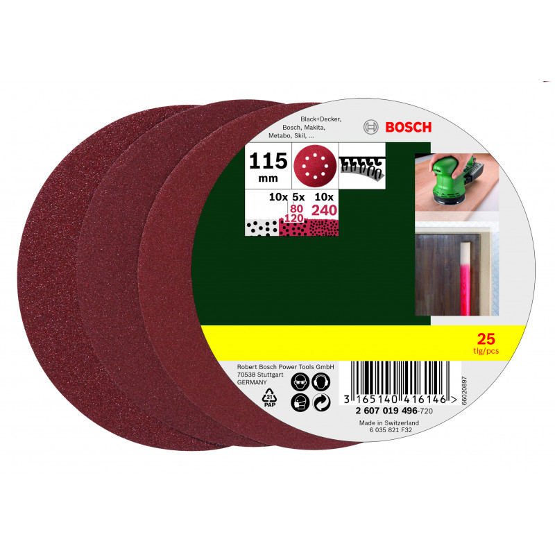 25 ABR. EXCENTRIQUE 115MM GR.80-240 - BOSCH | 2 607 019 496