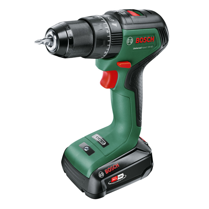 Perceuse à percussion UniversalImpact 18V-60 1 batterie 2,0Ah + AL 18V-20 - BOSCH | 0 603 9D7 101