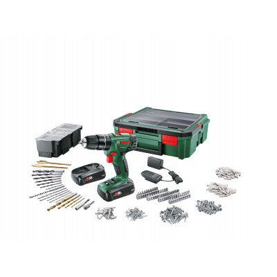 Perceuse percussion sans-fil PSB 1800 LI-2 2 batt 1,5 Ah + SystemBox + 241 Acc - BOSCH | 0 603 9A3 30K
