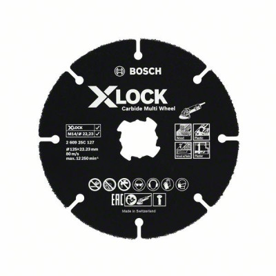 Disques à tronçonner Carbide Multi Wheel X-LOCK 125 mm: 1 mm: 22,23 mm - BOSCH | 2 609 25C 127
