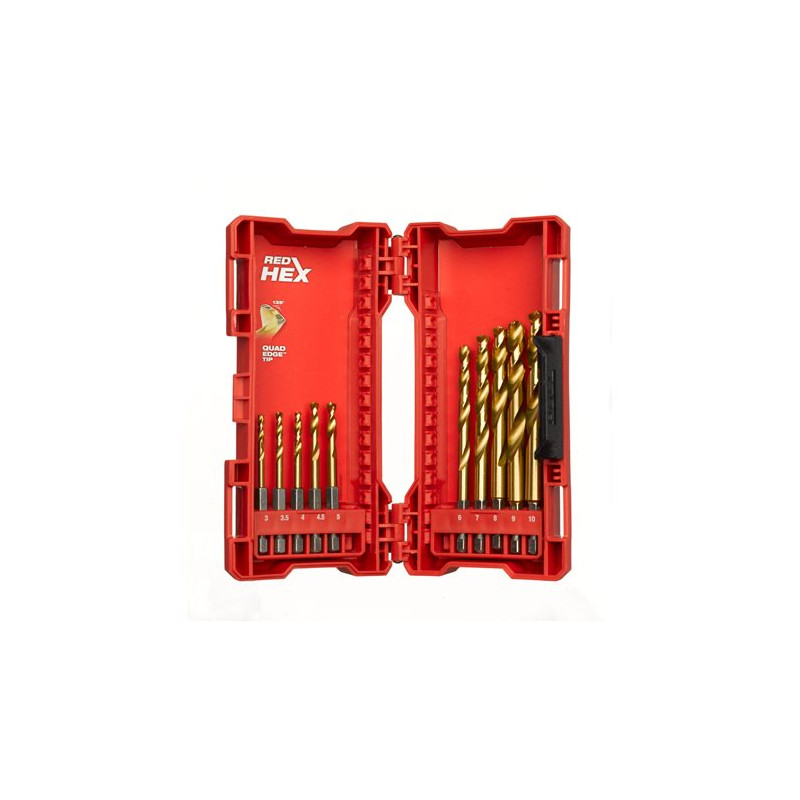 Set de 10 forets HSS-G Red HEX - Shockwave Milwaukee | 48894759