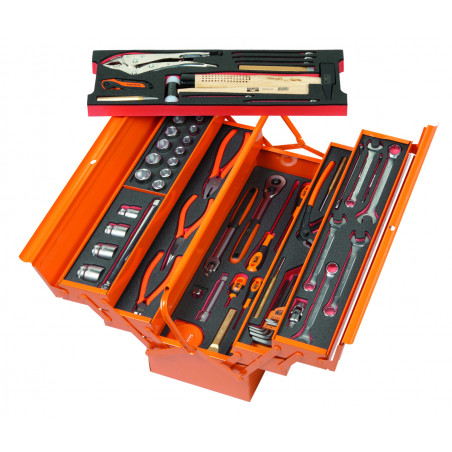 Caisse à outils métallique avec 69 outils à usage général dans modules mousse - Bahco | 3149-ORFF1