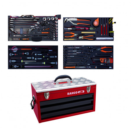 Caisse à outils métallique, kit d'outils aviation - 137 pcs - Bahco | 1483KHD3RB-FF5
